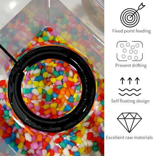 2Pcs Fish Feeding Rings Black Round Floating Food Feeder Circle with Suction Cup for Fishes Tank Aquarium Turtle Betta Goldfish Small Fish Feeding Accessories Floating Plant Duckweed Ring - color: Black, size: Round-2Pcs