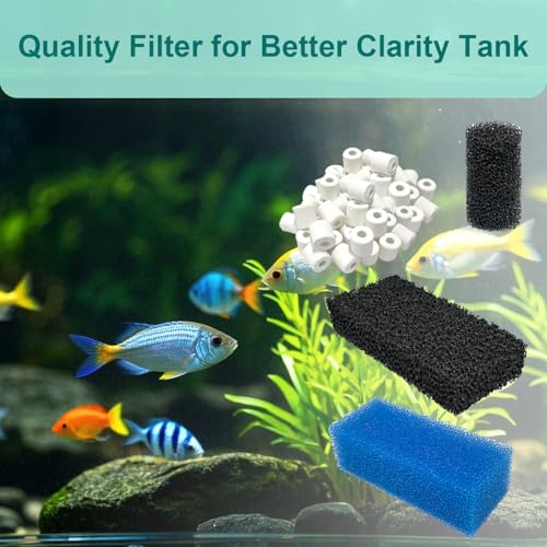 20-Pack Filter Media Kit Compatible with Fluval AquaClear AC50 Power Filter (20-50 Gallon), Includes 4 Foam Filters, 4 Carbon Sponge Filters, 4 Pack Ceramic Rings and 4 Intake Strainer Sponges - size: AC50 Series