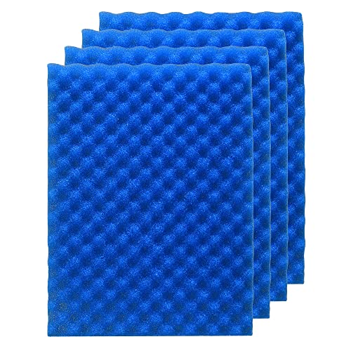 4 Pack Aquarium Filter Media Bio Sponge Pad 16 x 12 x 1 inch, Fish Pond Foam Filter 20/30/40 PPI (Blue 20ppi 4pack) - color: Blue 20ppi 4pack