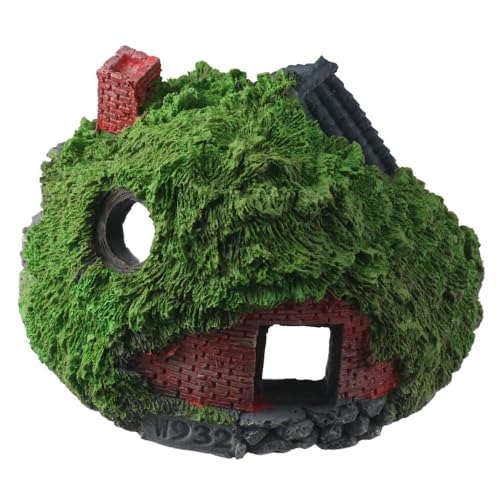Aquarium Decoration Simulation Aquatic Resin House Simulation Thatched House Betta Hideout Cave for Fish Tank