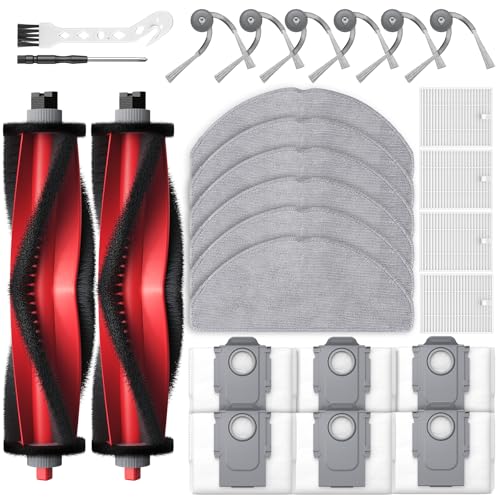 Q7 M5+ Accessories for Roborock Q7 M5/ Q7 L5+/ Q7 L5 Robot Vacuum, Replacement Parts with 2 Main Brush, 6 Mop Pads, 4 HEPA Filters, 6*Dust Bags, 6 Side Brushes, 2 Tools - style: for Q7 M5+/L5+