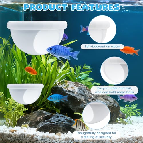 2 Pcs Floating Betta Hide & Shrimp Cave – All-in-One Aquarium Hammock, Aquarium Floating Betta Fish Skins, 3D Printed Feeding and Resting Shelter for Small Shrimp - color: White