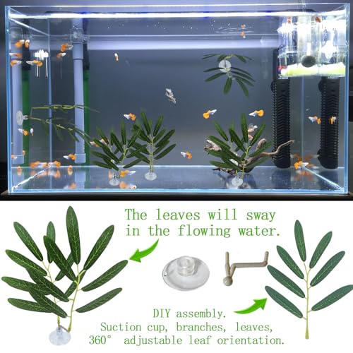 Fish Leaf Pad Suction Cup Tank Accessories Aquarium Décor Simulating Adjustable Plastic Green Plants Betta Natural Playing Spawning Breeding Resting Bed Multi Leaf Design