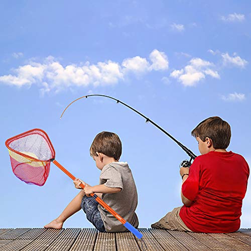 Kids Fishing Net - Telescoping Bait, Minnow, and Butterfly Net With 11.4" Depth, Handle Extends to 30" for Easy Catch and Release - color: Orange-1pack