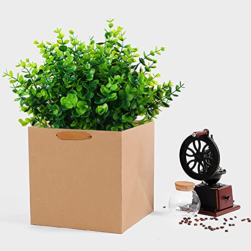 XLFAQXM Artificial Plants Flowers Grass Shrubs 8 Pack No Fade Faux Plastic Flowers Outdoor for Farmhouse Garden Porch Patio Indoor Wedding Decoration Greenery Fake Plants uv Resistant (1#Green) - color: 1#green