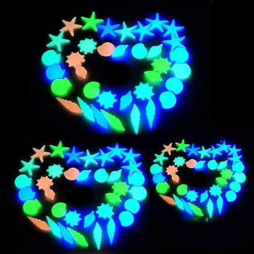 Oubest Glow in The Dark Pebbles/Glow Stones/Glowing Rocks Blue Decor for Garden/Fish Tank/Aquarium/Walkway/Driveway/Plant Pots/Bonsai (100, Starfish) - color: starfish
