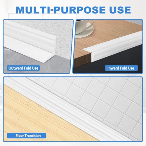 Wall Corner Protector Peel and Stick Corner Trim Molding Flexible Inside & Outside Wall Edge Guard Self Adhesive Moulding Trim for Edge Use, White, 0.8” W x 40’ L - color: White, size: 0.8 In x 40 Ft