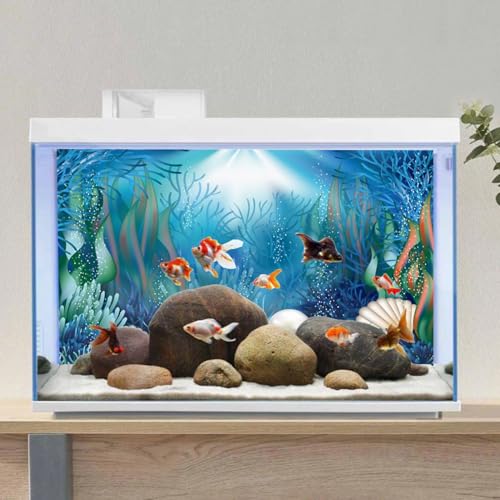 AWERT Vinyl 72x16 inches Underwater World Aquarium Background Aquatic Plants Coral Pearls Fish Tank Background Tropical Terrarium Background - size: 72x16in/180x40cm
