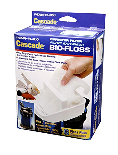 Penn-Plax Cascade Bio-Floss Replacement Poly Fiber Floss Pads for Cascade 500 Canister Aquarium Filters – 6 Pack, White - style: Cascade 500 Canister Filters