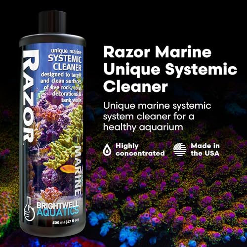 Brightwell Aquatics - Razor Marine - Unique Systemic Fish Tank Cleaner for Marine Aquariums - Aquarium Water Treatments, 16.9 fl oz - size: 500-ml