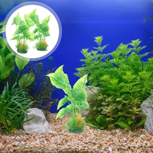 Artificial Aquarium Plants 2pcs Large Plastic Fish Tank Decorations Tall Betta Fish Tank Accessories for Freshwater Aquatic Scenery