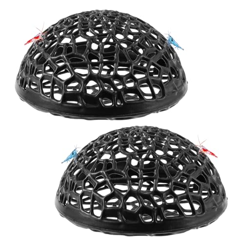 2 Pack Aquarium Shrimp Hide Cave, Porous Shrimp Hideout Shelter for Breeding & Molting, Detachable Tunnel Ornament for Fish Tank, Shrimp & Small Fish (Black) - color: Black