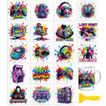Peacoblue 18 Sheets Rub on Transfers for Crafts, Gaming Series 3.6"x3.9" UV DTF Cup Wraps Waterproof Cold Transfers Stickers for Wood Glass Metal Cup Tumblers Mirrors Mugs Home Decor - style: Gaming Series