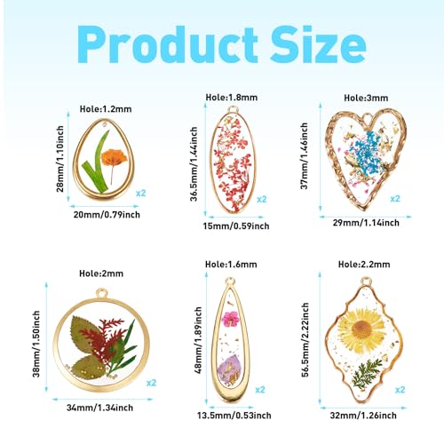Transparent Flower Resin Charms Round Gold Edge Dried Floral Pendants Flat Round Clear Gold Foil Floral Charms for Necklace Bookmark Keychain Jewelry Making - color: Flower-5