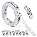 Hose Clamps, DIY 12.5 FT Metal Strap + 8 Fasteners, Hose Clamps Stainless Steel, Large Adjustable Hose Clamp Pipe Clamp for Pipe Automotive Mechanical Applications - size: 12.5 FT Metal Strap + 8 Fasteners