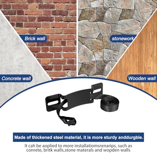 2PCS Gas Cylinder Wall Mounted Brackets, with 59 inches Safety Nylon Belt, Steel Propane Tank Holder, Heavy Duty Oxygen Nitrogen Tank Bracket for OTG Rv Water Softener - Black - color: Black