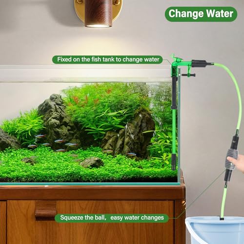AQQA Aquarium Siphon Gravel Vacuum Fish Tank Cleaner kit,Stress Ball Python Water Changer,Extendable Length and Fixed On Fish Tank,Manually Water Changer Wash Sand S - size: S