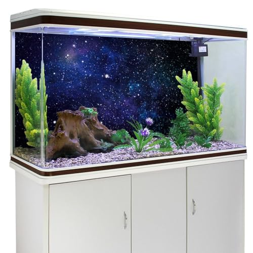 AWERT 48x20 inches Galaxy Aquarium Background Blue Starry Sky Universe Space Fish Tank Background Nebula Stars Terrarium Background - size: 48x20in/120x50cm
