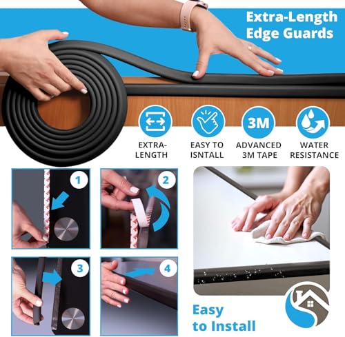 Furniture Edge Guards | 16ft Protective Protective Foam Cushion | Baby Child Proofing Set NonToxic and Safe for Table, Fireplace, Countertop | Black - color: Black, size: 16ft