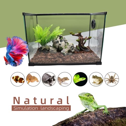 relaqcc Reptile Cave Hideout Tank Accessories Decorations, Aquarium Hideaway Cave Fish Tank Decorations for Amphibians, Betta Fish, Shrimp, Lizards, Leopard Gecko