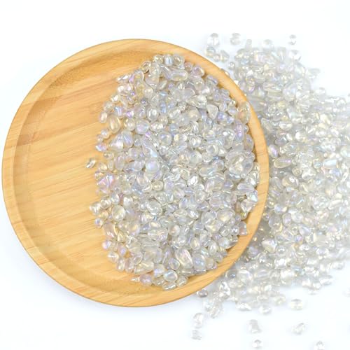 1Lb/460g Irregular Sea Glass Stones Artificial Crystal Gem Pebbles for Aquarium/Turtle Tank/Terrarium/Flowerpot/Vase Landscape Ornament Decoration, Hyun White - color: Hyun White