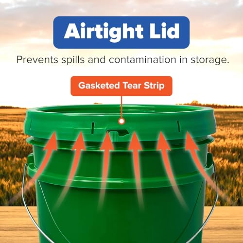 ePackageSupply 5 Gallon Plastic Bucket with Airtight Lid | Food Grade Bucket | BPA-Free | Heavy Duty 90 Mil All Purpose Pail | One 12" Rubber Mallet & One Lid Opener Included | 1 Pack - color: Green, size: 1 Pack