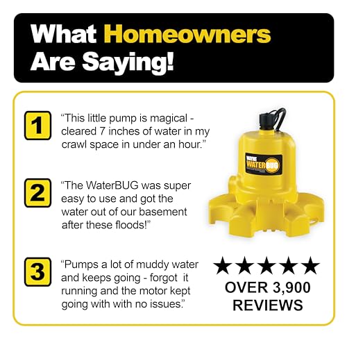 WAYNE - WaterBUG 1/6 HP 1350 GPH Submersible Pump with Multi-Flo Technology - Water Removal and Transfer Pump, Yellow - style: WaterBUG Original