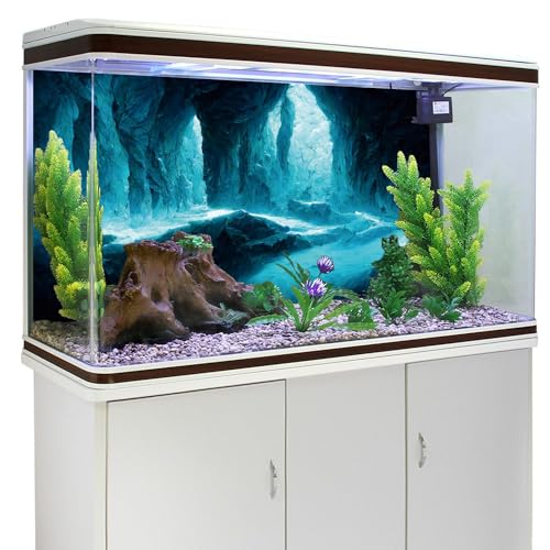 AWERT 48x18 inches Rock Cave Aquarium Background Rock Pillar Terrarium Background Cave Fish Tank Background - size: 48x18in/120x45cm