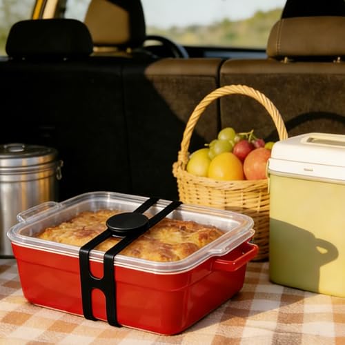 FORTIDY Silicone Latch Strap for Slow Cooker Lid, Pot, Bento Box, 21.65 in Reusable Elastic Self-Lock Silicone Tie for Bundling or Organizing Curtain, Cords, Yoga Mat, Camping Mat, 2pcs (Black&Black) - color: Black&Black