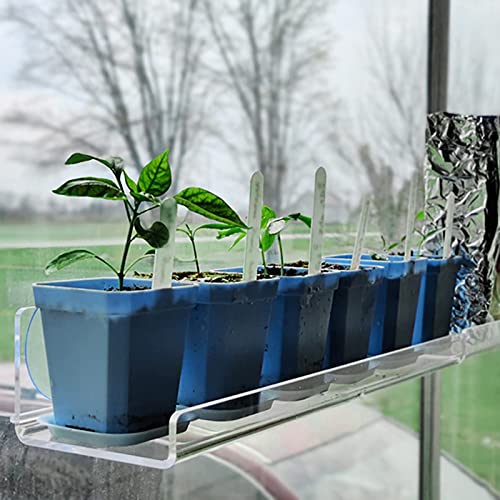 2 Pack Suction Cup Window Shelf for Plants 16 Inches, Clear Acrylic Indoor Plant Shelf Window Ledge Garden Sill Extender for Micro Greens, Seed Starter Pots, Herb Planters - size: 16 Inch- 2 Pack
