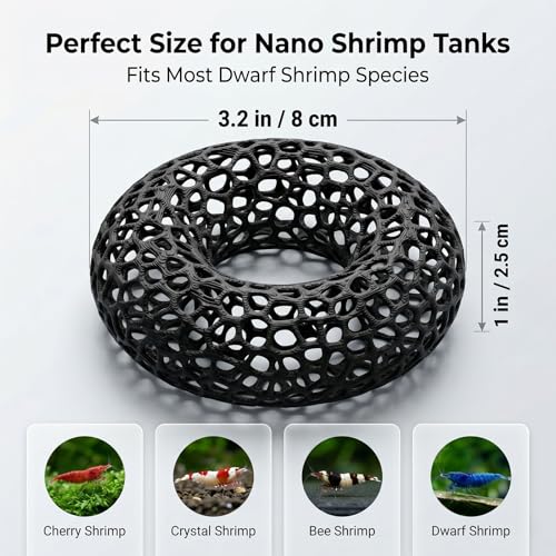 Shrimp Cave for Moss & Plants, 2-Pack Aquarium Hide for Neocaridina, Cherry & Dwarf Shrimp, Aquascape Decor for Ferns & Anubias, Black