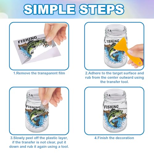 GLOBLELAND 18 Sheets Vintage Fishing Bass Rub on Transfers Sticker for Crafts 3.9x3.6inch Tuna UV DTF Cup Wraps Decals Stickers Marine Fish Transfer Decal for Glass Bottle Decors - style: Fishing Bass
