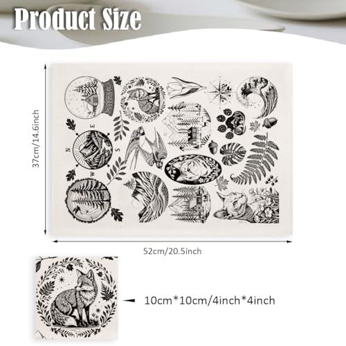SUPERDANT 4PCS Mountain Scenery Underglaze Paper Transfer Cat Animal Transfer Paper for Clay Ceramic Porcelain Under Glaze Transfers for Pottery Enamel Decals Black Underglaze Decal Papers - style: Natural Element