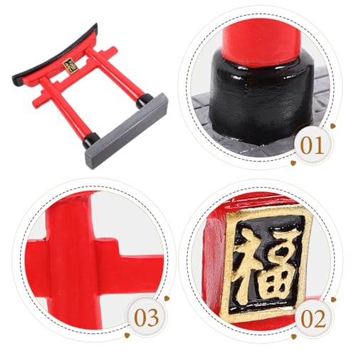 POPETPOP Japanese Torii Gate Aquarium Decor Statue Chinese Miniature Zen Garden Accessories Bonsai Mini Shinto Shrine Sculpture Micor Landscape Decorations Fish Tank Ornaments