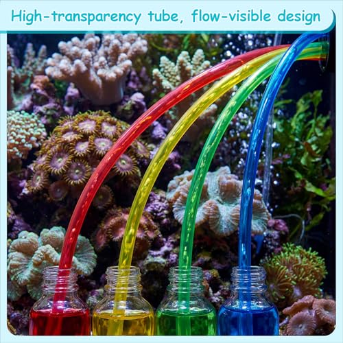 Nuanchu 4 Pcs Aquarium Tubing Kit for Dosing Pump, 40 Inch Fluid Transfer Hoses for Saltwater & Reef Tank, Aquarium Reservoir Container Accessory