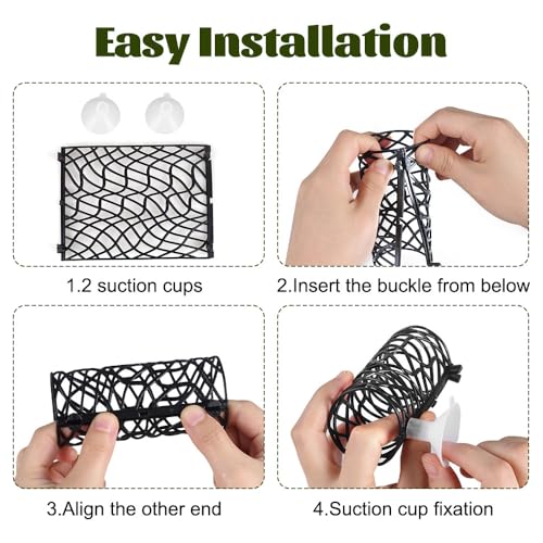 MiOYOOW Betta Fish Tunnel, Hollow Fish Resting Tube Suction Cup Mounting Fish Hide Shelter for Small Fish Shrimp Betta - color: Black
