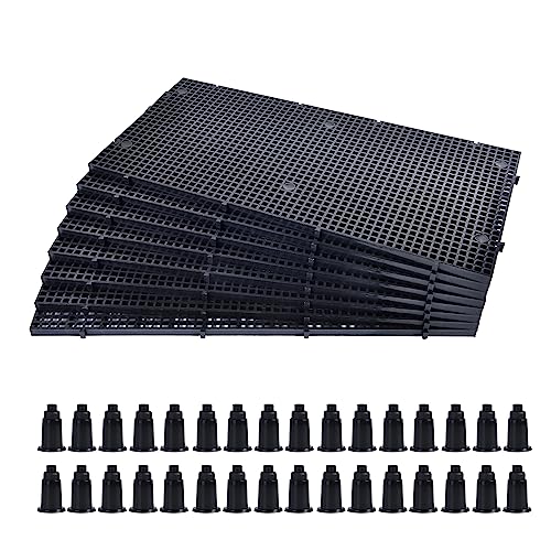 ALEGI Plastic Grid Divider Tray Egg Crate Louvre Aquarium Fish Tank Bottom Isolation with Bracket (8pcs Black) - size: 8pcs Black