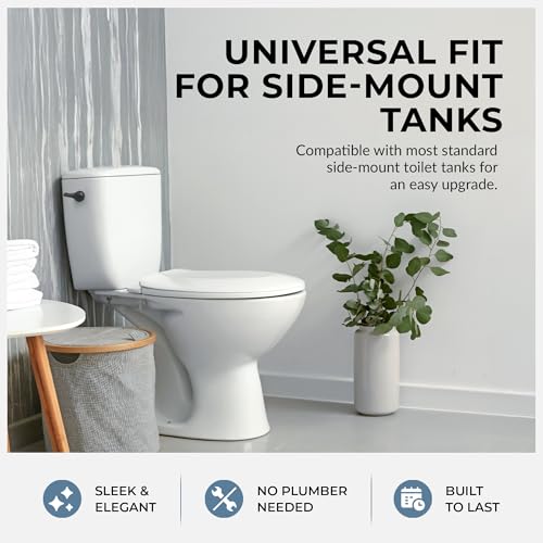 Qualihome Matte Black Finish Side Mount Toilet Handle Replacement Kit, Universal Toilet Tank Flush Lever Fits Most Standard Side-Mount Toilet Tanks - color: Black