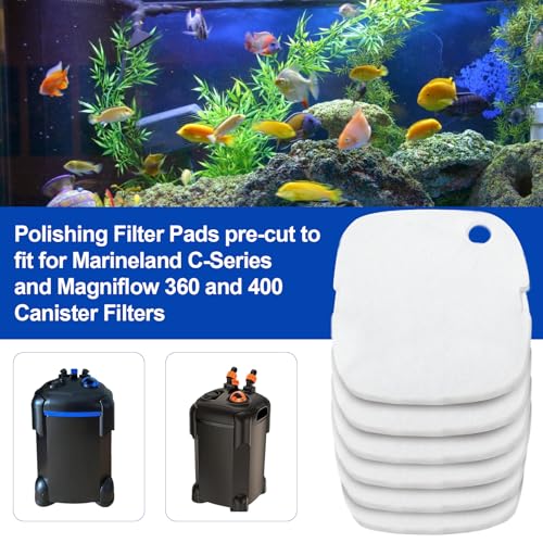 Rite-Size T Aquarium Polishing Filter Pads Fits for Marineland C-Series and Magniflow 360 and 400 Canister Filters, Aquarium Filter Media Support Mechanical Aquarium Filtration- 6 Pcs - size: Rite-Size T