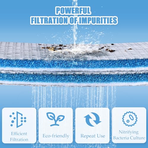 SHIGATSU Aquarium Filter Floss Rolls, Upgraded 8-Layer Aquarium Filter Sponge for Fish Tank Filter and Pond（47" x 12"）, Aquarium Filter Media for Freshwater or Saltwater Aquariums - size: 47" x 12"