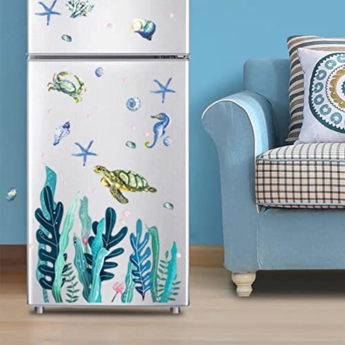 2 Sheets Under The Sea Wall Decals Sea Wall Stickers 3D Ocean Wall Stickers for Kids,Room,Bathroom,Bedroom,Nursery,Home Wall Decoration,Toilet,Kitchen