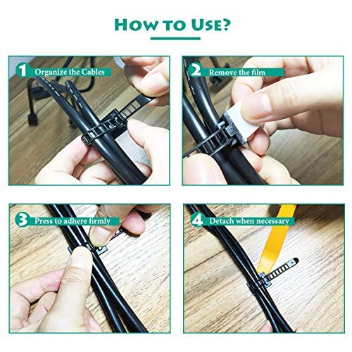 50 Pieces Cable Management Desk Wire Organizer Cable Ties Zip Ties Adhesive Cord Clips Cord Keeper Desk Wire Management - size: 50 Pieces