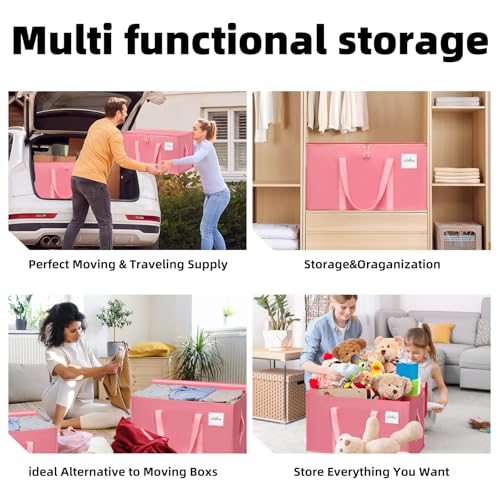Moving Bags Heavy Duty Bubblegum Pink – Large Packing Bags for Moving, Extra Large Storage Totes with Zippers and Handles - color: Bubblegum Pink