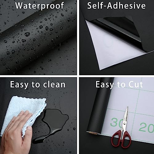 Dimcol Black Contact Paper 15.7"x118" Peel and Stick Wallpaper, Matte Black Self-Adhesive and Removable Decorative Contact Paper for Cabinets,Countertops,Shelve Wallpaper - color: Matte Black, size: 15.7" x 118"