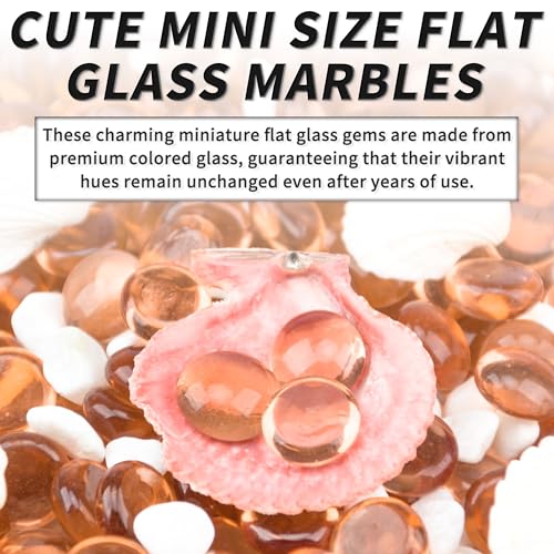 1 LB Pink Flat Glass Beads, 160-180PCS Small Glass Marbles, Mini Flat Round Pebbles for Vase Filler and Floral, Fish Tank Rocks Decorative Gemstones for Home and Aquarium Décor - color: Pink