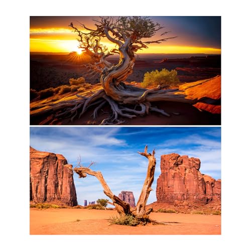 2 Packs Sunset Desert Reptile Tank Background Dead Tree Sunrise Orange Deserts Gobi Aquarium Background Blue Sky Rock Formation Mountain Desertscape Nature Landscape Reptile Fish Backgrounds 24x12in - color: Yellow_Brown, size: 24(W)x12(H)inches/ 60(W)*30