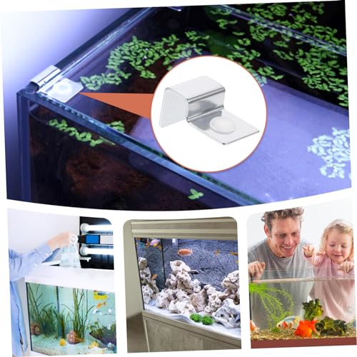 YARNOW Aquarium Clips for Glass Cover 4pcs Stainless Steel Support Bracket Fish Tank Mounting Easy to Clean - size: Size 3