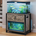 YITAHOME Heavy Duty 40-50 Gallon Aquarium Stand with Power Outlets, Cabinet for Fish Tank Accessories Storage - Metal Fish Tank Stand Suitable for Fish, Turtle, 660LBS Capacity, Wash Grey
