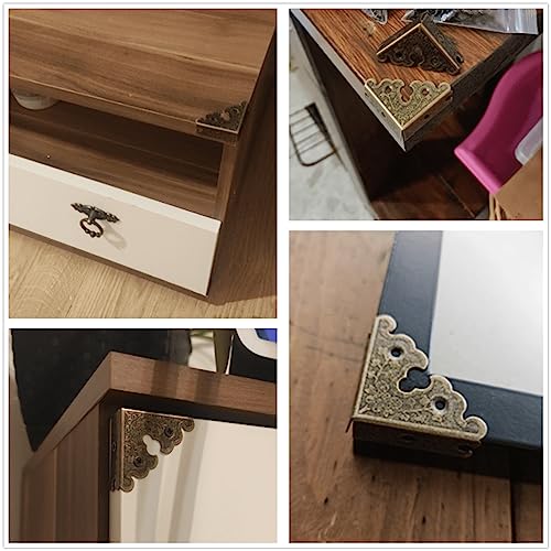 dophee 4Pcs Decorative Corner Protectors, Retro Style Edge Safety Guards Covers for Picture Frame Album Jewelry Box Gift Box Wooden Case Chest Tables Cabinet Furniture, 1.34"x1.34"-Antique Bronze - color: Antique Bronze