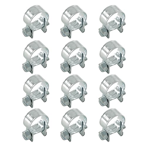 12pcs Stainless Steel Gas Line Clamp, 14-16mm, Silver, Industrial Hose Clamp - size: 14-16mm